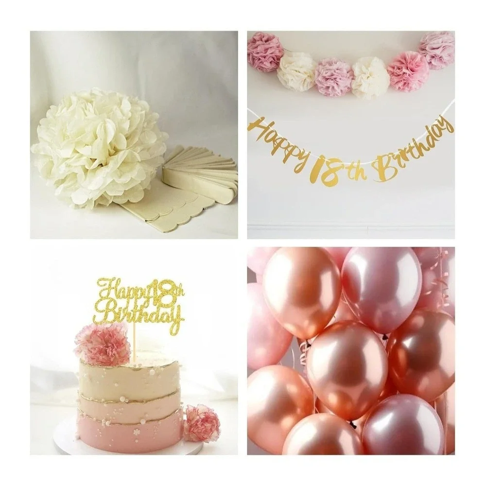 18th Birthday Decorations for Girl Retro Blush Pink Birthday Balloons Happy 1...